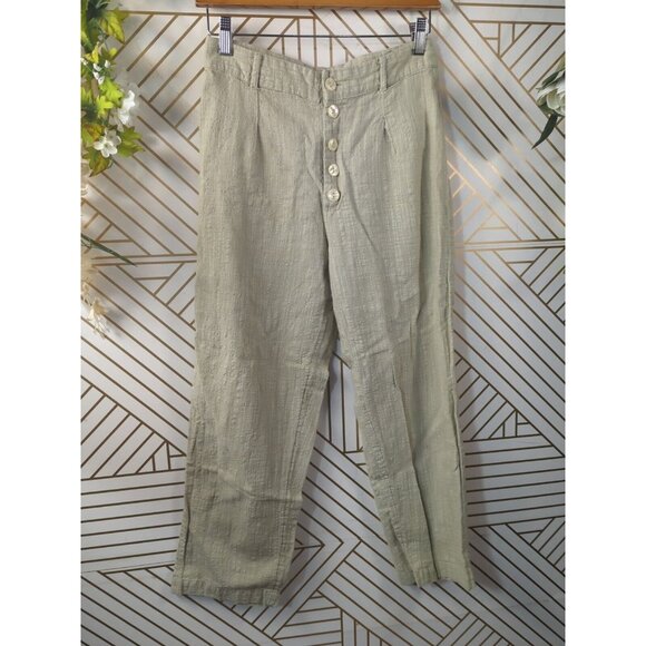 Urban Outfitters Maria Button-Fly Tapered Trouser High Rise Cropped 4 READ - Picture 2 of 7